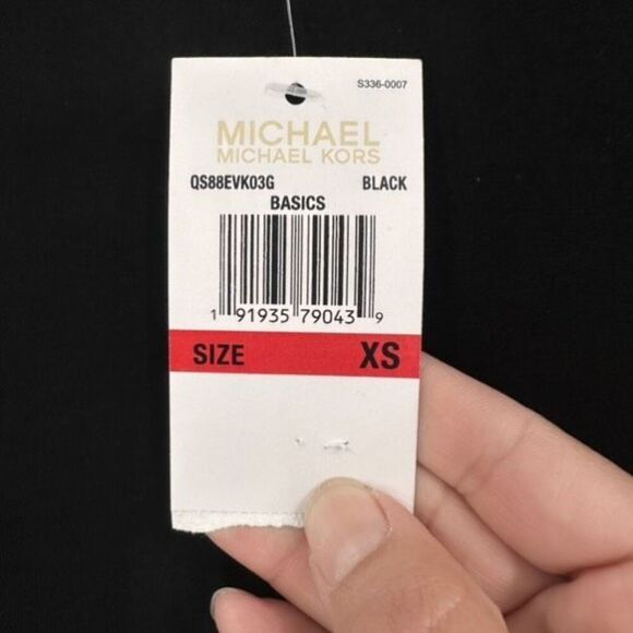 NWT Michael Kors Women's Stripe Ruffle Hem 3/4 Sleeve Shift Dress Black White XS - Picture 4 of 9